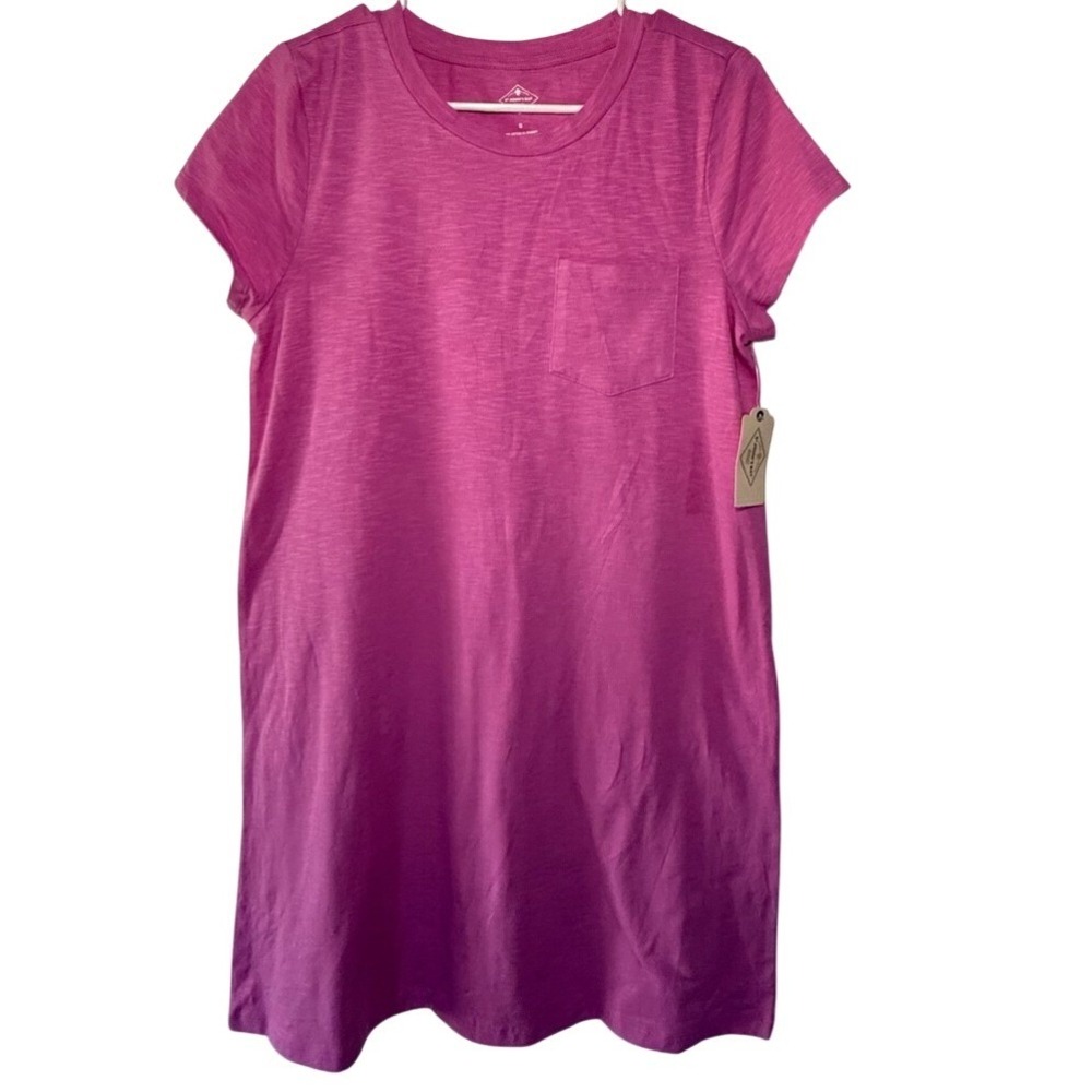St. Johns Bay Womens Pink Short Sleeve Pocket‎ T-Shirt Dress Size Small NWT